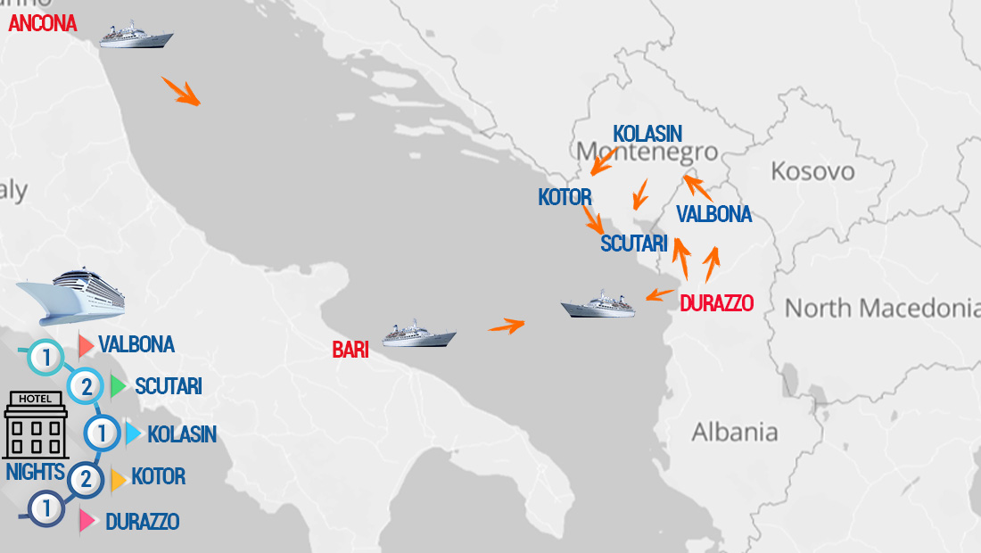 ALBANIA MONTENEGRO MAPPA